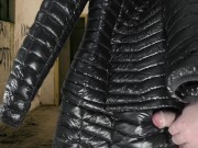 Cuming on Girlfriend's Shiny Black G.W. Down Jacket 8/16
