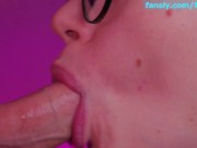 Close blowjob with lip gloss with juicy cum on  tongue 13/16