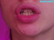 Close blowjob with lip gloss with juicy cum on  tongue 16/16