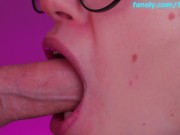 Close blowjob with lip gloss with juicy cum on  tongue 4/16