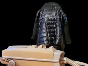 Vacuuming Girlfriend's Black Titanium Down Jacket with Electrolux AP200 1/16