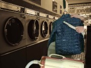 Vacuuming Girlfriend's Emoi Blue Down Jacket with Vintage Electrolux 10/16