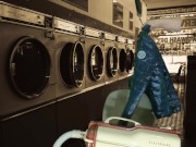 Vacuuming Girlfriend's Emoi Blue Down Jacket with Vintage Electrolux 4/16