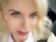 Hot blonde miff touches her pussy while driving a car! 1/16