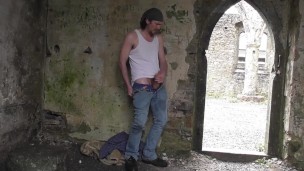 Public Jerk Off in Ruined Church