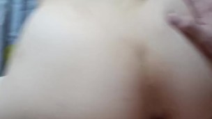 Cum on perfect butt of beautiful bitch