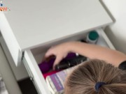 Montanasvibe decided to steal her mother's sex toys, but her stepfather caught her 1/16