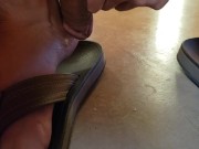 Wiping precum on my feet