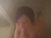 Steamy Shower Dick Sucking Ends With a Creamy Facial for Kati