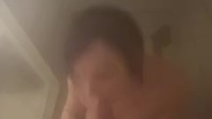 Steamy Shower Dick Sucking Ends With a Creamy Facial for Kati