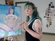 spread legs painting show australian artist 6/16