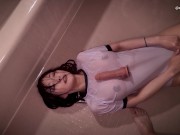 びしょ濡れオナニー！透け乳首が可愛かったので、股はこじ開けられ中出し生挿入。彼女にハードコアな欲望をぶつける。（日本人、素人、個人撮影） 4/16