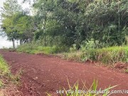 Girl Peeing on the Side of a Rural Road with Muddy Boots 14/16