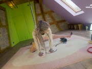 Tattoo model Anuskatzz split practice - sexy flexible yoga inked girl like to stretch body training 12/16