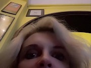 hot blonde milf licks cream on hot chocolate in front of everyone in the cafe 4/16