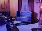 Stripper Monika Fox fucks herself with big dildo in front of client