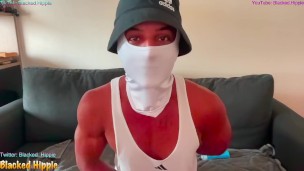 Athletic Twink in Mask Teasing in his Underwear