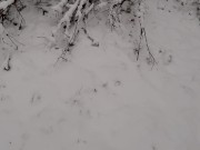 Female pissing in the snow in a public place - Lesbian_Illusion