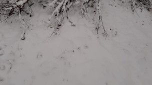 Female pissing in the snow in a public place - Lesbian_Illusion