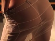 Spy on the Beautiful Ryan Keely as She Strips, Spits on Her Tits & Masturbates in a Sheer Dress 7/16