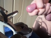 Amazing cumshot on wife's heels 10/16