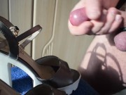 Amazing cumshot on wife's heels 11/16