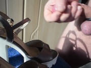 Amazing cumshot on wife's heels 12/16