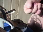 Amazing cumshot on wife's heels 9/16