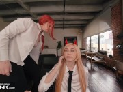 VR Conk: Power & Makima From Chainsaw Man Lick Denji's Balls Fuck Anally In Crazy FFM Cosplay Parody 5/16