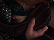 Petite slut licking and spitting on her toes 14/16