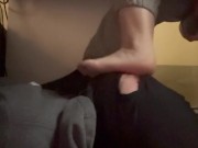 Girlfriend has foot slave worship her under desk 5/16