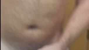 Cumshot man solo masturbation in the hotel bathroom
