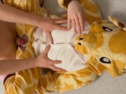 18 year old girl ripped her onesie pyjama for me 3/16