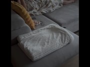 he wakes me up by pushing his cock into my pussy and squirts on my small tits 2/16