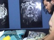 I fuck my girlfriend's pussy on all fours and fill her pussy. 11/16