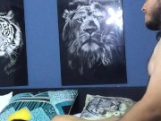 I fuck my girlfriend's pussy on all fours and fill her pussy. 3/16