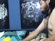 I fuck my girlfriend's pussy on all fours and fill her pussy. 9/16