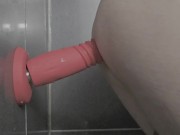 Bent Over Fucking My Vibrating Thrusting Dildo In The Shower
