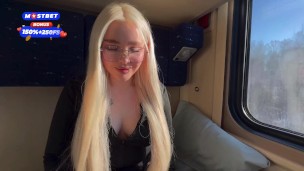 CHEATING ON A TRAIN. 18-year-old big ass companion cheated on her boyfriend in the compartment.