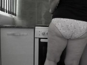 Housewife in panties fat milf cleans the kitchen. 16/16