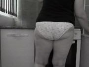 Housewife in panties fat milf cleans the kitchen. 8/16