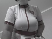 Big natural saggy soft tits of a mature milf nurse. 15/16