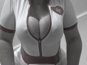 Big natural saggy soft tits of a mature milf nurse. 5/16