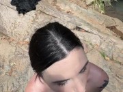 ANAL OUTDOORS: public anal sex next to a waterfall