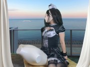 HENTAI Aibu。ベランダ。メイド。枕でオナニー。 11/16