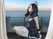 HENTAI Aibu。ベランダ。メイド。枕でオナニー。 12/16