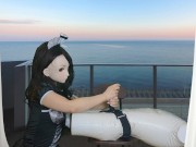 HENTAI Aibu。ベランダ。メイド。枕でオナニー。 7/16