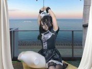 HENTAI Aibu。ベランダ。メイド。電動マッサージ機でオナニー。 4/16