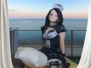 HENTAI Aibu。ベランダ。メイド。電動マッサージ機でオナニー。 5/16