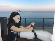 HENTAI Aibu。ベランダ。メイド。電動マッサージ機でオナニー。 7/16